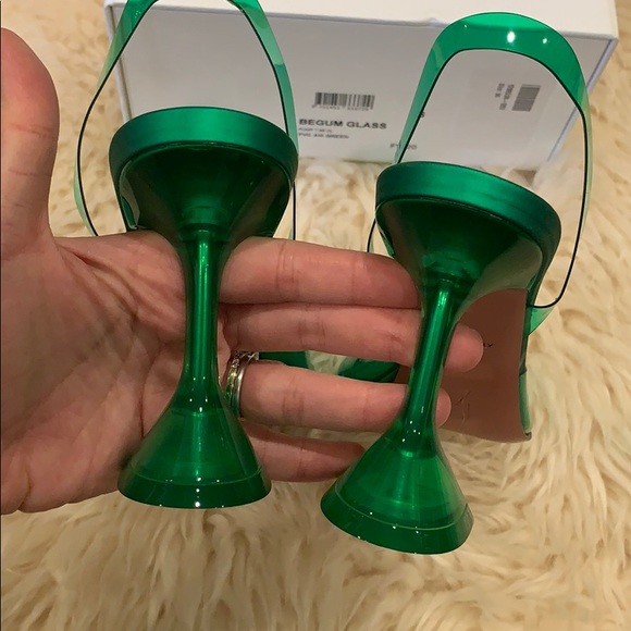 BNIB Amina Muaddi begum sling back in green pvc - Picture 5 of 6